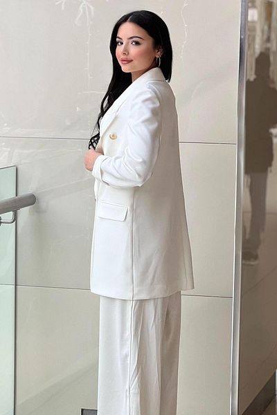 Ghisa Wide Double Breasted Collar Blazer Jacket