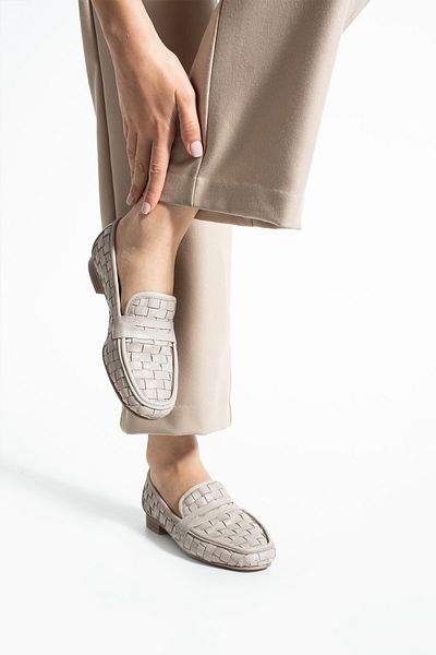 Getcho Kevyson Women's Genuine Leather Silver Ballerina Shoes