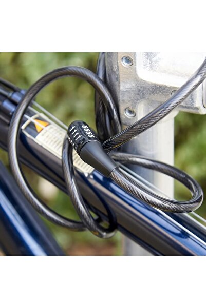 OEM Bicycle lock with combination, 100 cm, 4-digit code, steel and silicone, black