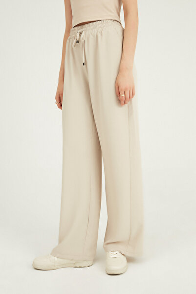 Distimi Elastic Waist Wide Leg Trousers Stone