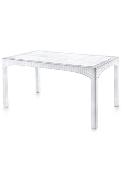 Omnipazar SY-2587 Beyaz Rattan Dikdörtgen Kapalı Masa 44177