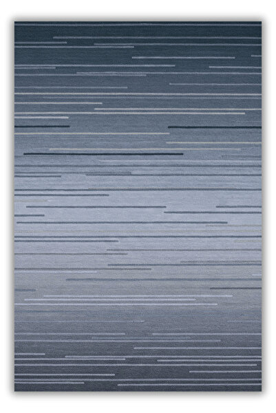 The Reef Design Çizgili Modern Desenli Mavi Halı Dijital Baskılı Dokuma Kaymaz Tabanlı Yıkanabilir Salon Halısı