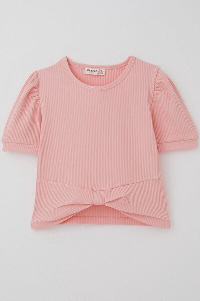 Breeze Дівчача кроп-футболка з декольте на животі, 8-14 років, лососевий