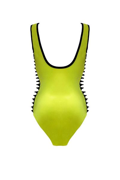 LOOK ME Αθλητικό σχέδιο Πράσινο 50uv Κοριτσίστικο μαγιό με λεπτομέρεια κρεμαστό παράθυρο από τη Nessi Byrd