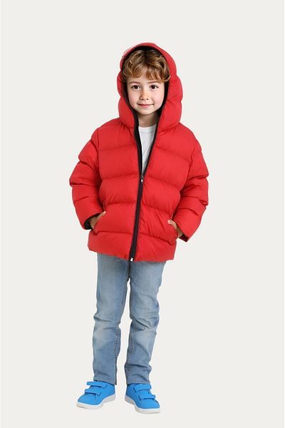 Montland Red Boy's Jacket - Fleece, Pocket and Wind Resistant
