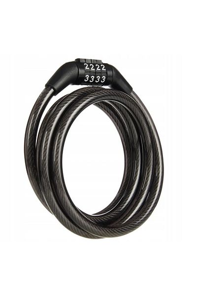 OEM Bicycle lock with combination, 100 cm, 4-digit code, steel and silicone, black
