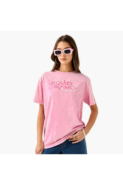 SP Characters Squid Game Print T-shirt with Crew Neck