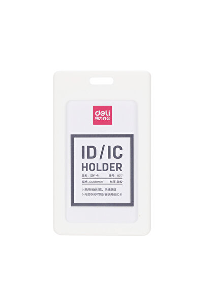 Deli Insignă verticală din silicon pentru carduri 54*89 mm, ramă albă Deli