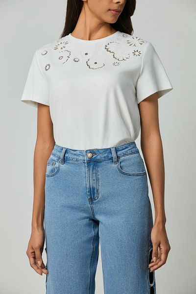 femi9 Embroidered Cut-Out T-Shirt