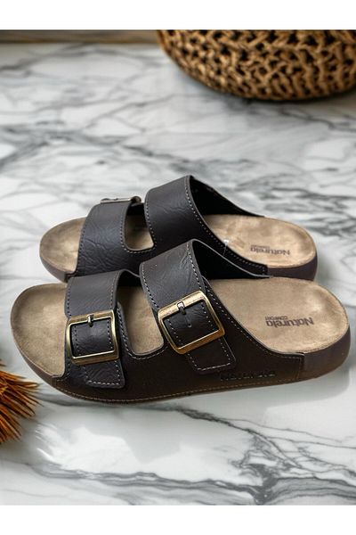 GEZER Καφέ πάτος Nubuck Παντόφλες από γνήσιο δέρμα