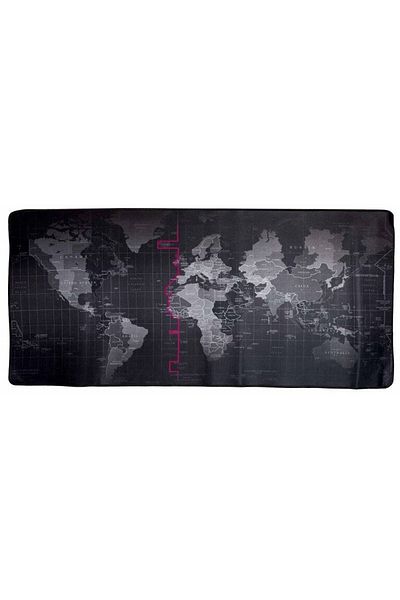 kik Mousepad, World map pattern, 40 x 90 cm, Black