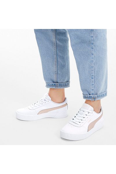 Puma Womens Carina Leather Trainers Sneakers - White