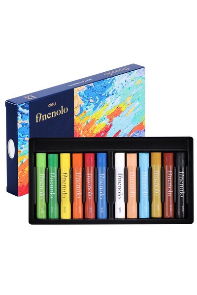Deli Επαγγελματικά κηρομπογιές λαδοπαστέλ 12 χρωμάτων Finenolo Deli