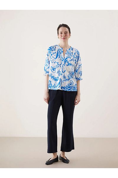 LC Waikiki Lcwaikiki Classic Blue Runaway Collar Floral Women's Blouse
