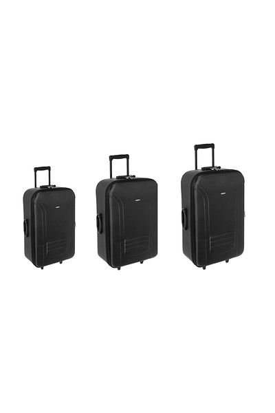 Seagull Sg 885 Trolley Set, 1 Cabin And 2 Hold Luggage, Polyester, 2 Wheels, Black