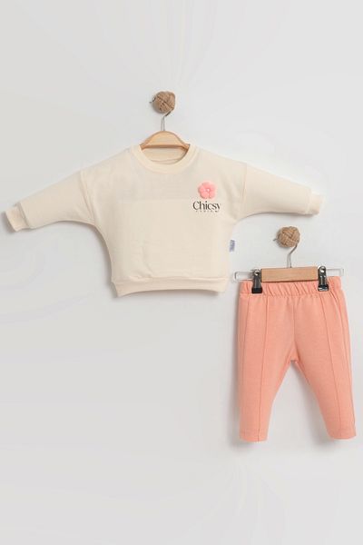 LOGO AKSESUAR Baby Kids Cotton Floral Detailed Bottom Top Double Set