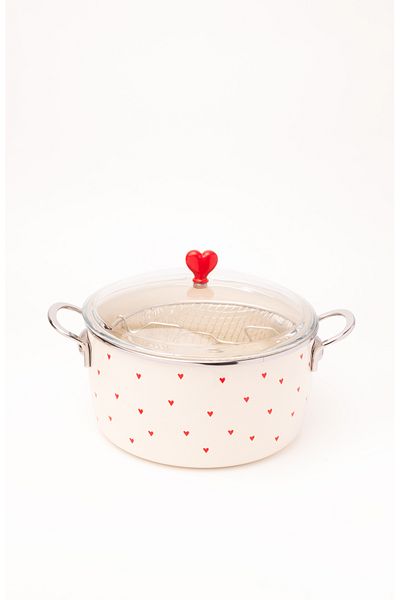 EMAYlab Cupid Enamel Frying Pot/Fryer (Special Pyrex Lid)