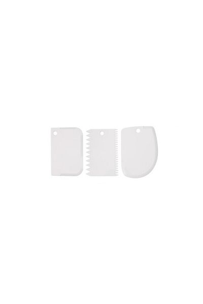 OEM Set 3 spatule patiserie, pentru decorare prajituri si torturi, plastic, 12 cm inaltime, alb