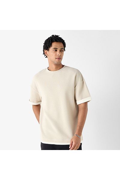 FAV Textured Crew Neck T-shirt with Short Sleeves