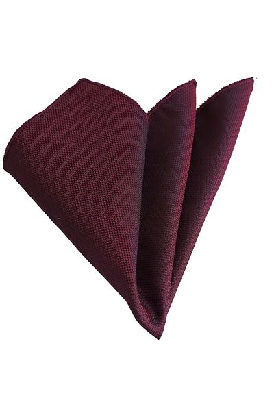 Exve Exclusive Burgundy Black Bird Eye Patterned Jacquard Woven Collar Handkerchief