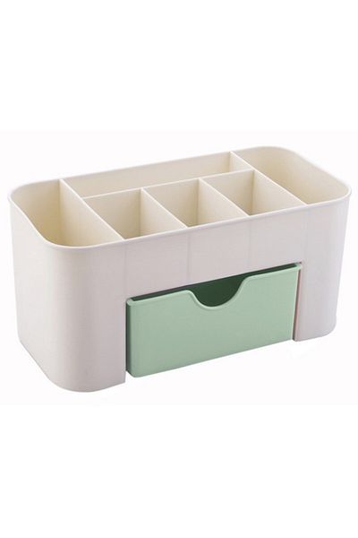 OEM Organizer for cosmetics, jewelry and watches, 1 drawer, 6 compartments, plastic, cream/green