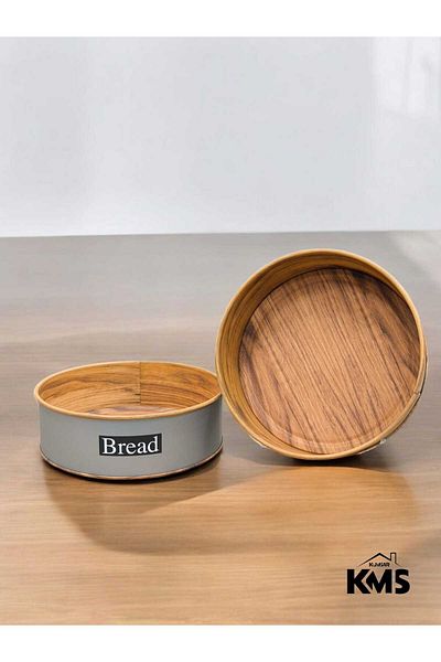 KMS Kumsar Printed Metal Round Luxury Bread Basket Bread Bowl