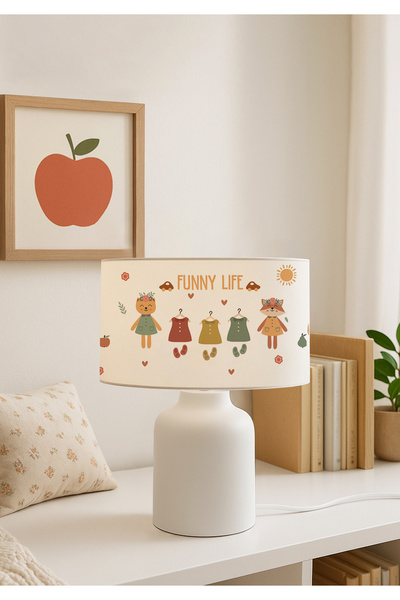 HOMİNG Homing Funny Life Fabric Headboard Kids Room Lampshade Ayd-3380