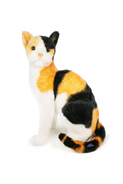 hediyecik Toy Real Looking Standing Plush Calico Cat 45 cm
