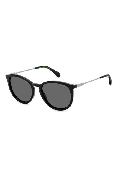 Polaroid Ochelari de soare pentru femei Polaroid PLD 4143 S/X 807/M9, negri, rotunzi, 53 mm