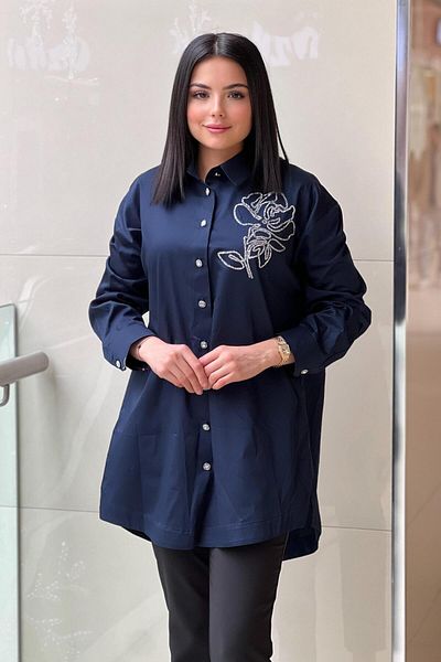 Ghisa Rose Stone Embroidered Cotton Shirt
