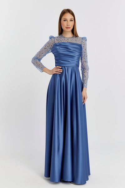 Asees Βραδινό φόρεμα και φόρεμα αποφοίτησης Draped Pearl Beading Satin Γυναικείο βραδινό φόρεμα