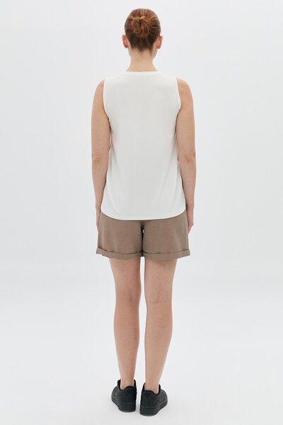 DAIDO Segmented Printed V-Neck Tank Top