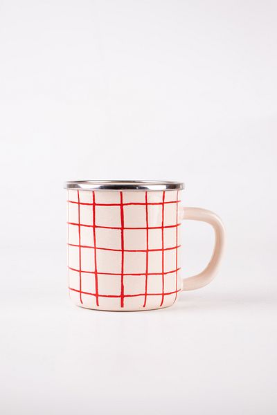 EMAYlab Cupid Grid Pattern Enamel Mug