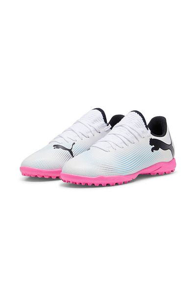 Puma Youth Kids FUTURE 7 PLAY TT Football Boots Astroturf Shoes - White