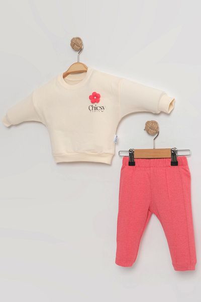 LOGO AKSESUAR Baby Kids Cotton Floral Detailed Bottom Top Double Set
