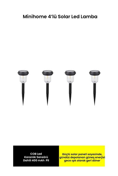 MiniHome Mh-B117 Solar Led Bahçe Lambası 4'Lü