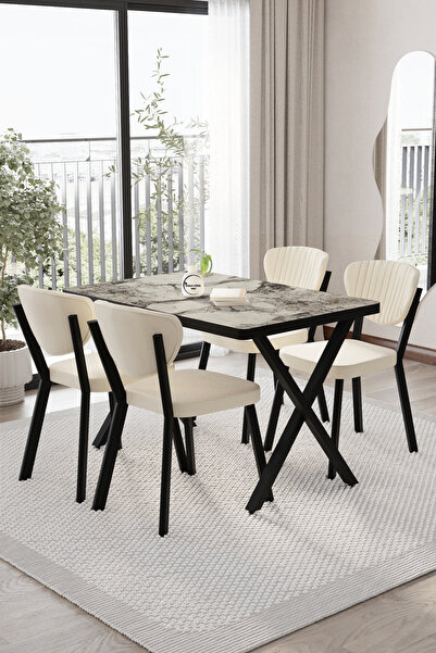 BY ORHAN GÜZEL Elma Mutfak Masası Takımı 4 kişilik Mutfak Yemek Masa takımı