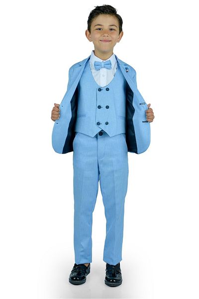 Mnk Baby&Kids Costum intreg pentru copii albastru - 6 nasturi cu vesta si jacheta Mnk0523