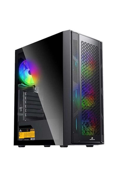 GameboosterGB-PE05B 600w 80+ USB3.0 Full Siyah Tempered Glass RGB Fanlı kasa