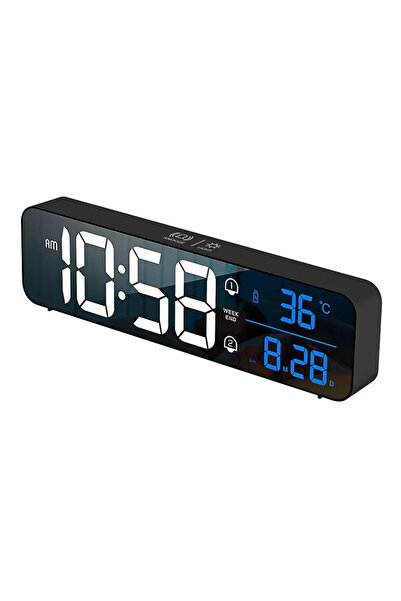 HPYTECH LED Dijital Masa Saati Kablosuz Şarjlı, Çift Alarmlı, Sıcaklık ve Tar...
