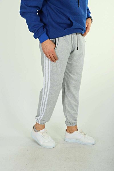 Benim Denim 2 Thread 3 Stripe Elastic Leg Sweatpants Light Gray