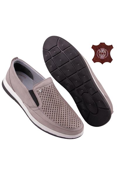 DETECTOR Ανδρικά παπούτσια casual από γνήσιο δέρμα ορθοπεδικά διάτρητα 046