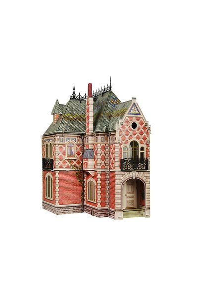 umbum 3D Puzzle Doll House Doll House Ii Lifelike Cardboard Model 1/12 Scale 74 Pieces 42.5 X 40.5 X 60 cm