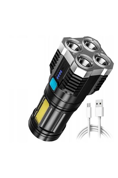 OEM Multifunctional rechargeable flashlight, 5 x LED, 4 modes, 14 x 5.5 x 5.5 cm