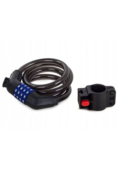 OEM Anti-theft lock with combination for bicycles and motorcycles, 100 cm, 4-digit code, black