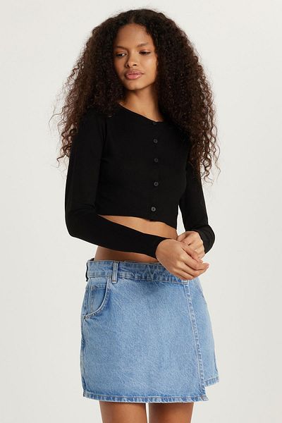 Tudors Women's Slim Fit Slim Fit Long Sleeve Crew Neck Black Cardigan