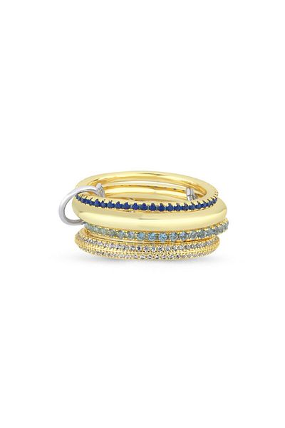 CHARMLUCKY Steel Blue Stone 4-Piece Ring
