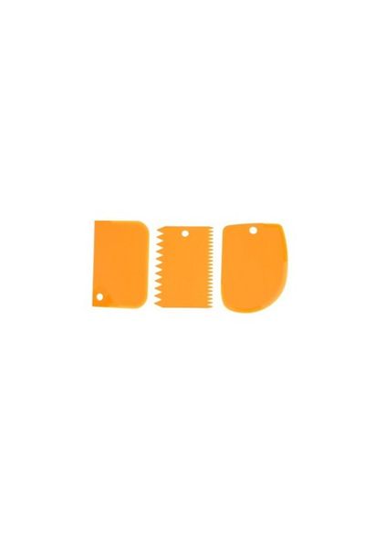 OEM Set of 3 pastry spatulas, for decorating cakes and pastries, plastic, 12 cm high, orange