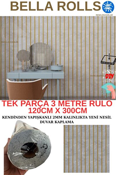 Renkli Duvarlar 120cmx300cm Tek Parça Yapışkanlı Rulo Gold Mermer Desenli Gri Duvar Paneli Kağıdı Silivri QM0138