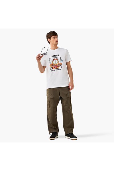 FAV Garfield Print T-shirt with Crew Neck and Short Sleeves